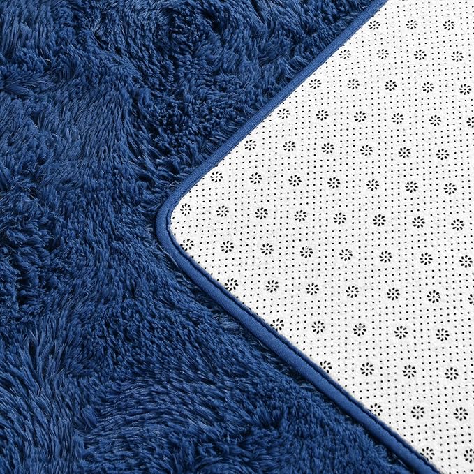 Deerhoo Large Shag Area Rugs 6 x 9, Plush Fuzzy Rugs for Living Room, Ultra Soft Fluffy Furry Rug for Bedroom, Indoor Carpet Nursery Rugs for Kids Room Home Decor, Navy Blue