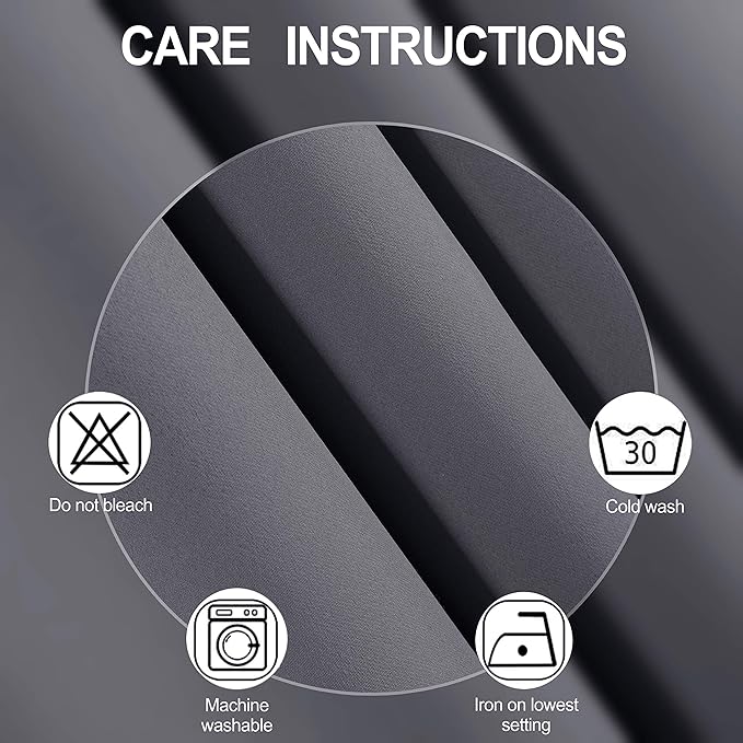 LEMOMO Grey Thermal Blackout Curtains/38 x 84 Inch/Set of 2 Panels Room Darkening Curtains for Bedroom