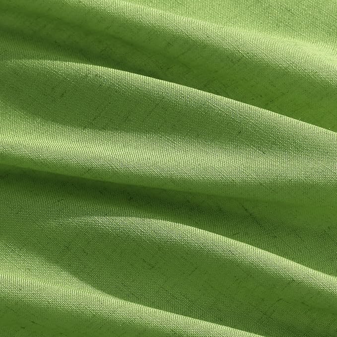 Lime Green Linen Curtains 90 Inch Long 2 Panels Set for Bedroom Living Room, Soft Linen Textured Window Drapes Semi Sheer Light Filtering Rod Pocket Back Tab Morden Style 52x90