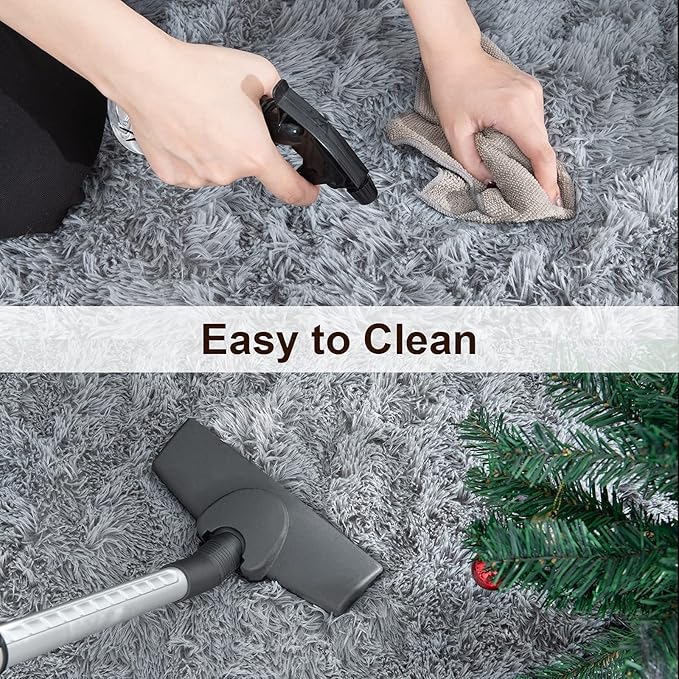 TWINNIS Super Soft Shaggy Rugs Fluffy Carpets, 3x5 Feet, Indoor Modern Plush Area Rugs for Living Room Bedroom Kids Room Nursery Home Decor, Upgrade Anti-Skid Rectangular Fuzzy Rug, Grey