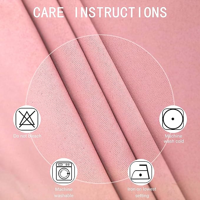 LEMOMO Pink Thermal Blackout Curtains/52 x 72 Inch/Set of 2 Panels Room Darkening Curtains for Bedroom