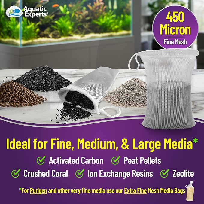 Aquatic Experts Fine Aquarium Media Bag, Durable Drawstring Bags - Image 3