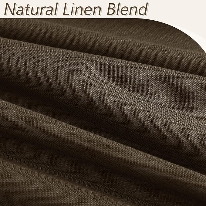 Guken 100% Blackout Curtains 120 Inch Length 2 Panels Set for Living Room Bedroom Back Tab Thermal Insulated Black Out Linen Drapes Room Darkening Chocolate,52x120