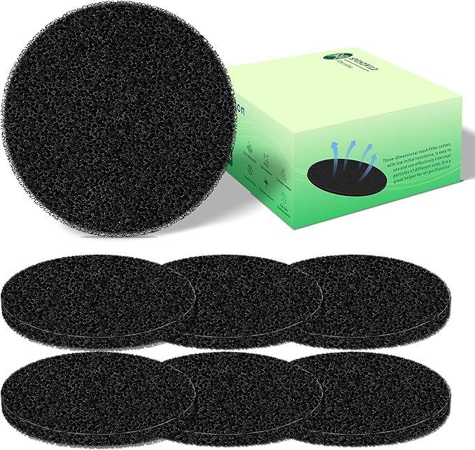 Polyurethane Activated Charcoal Filters -7 Pack 7.3 Inch Round Strong Odor by SPONDWILD