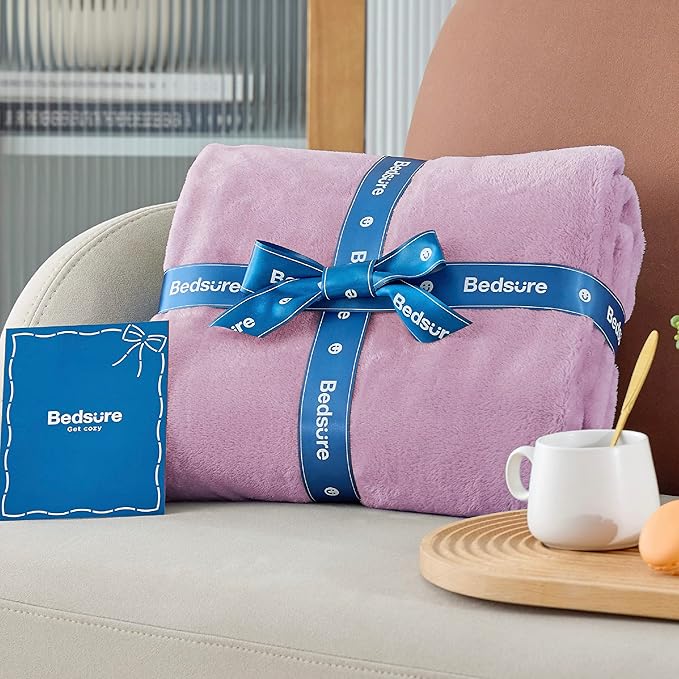 Bedsure GentleSoft Twin XL Fleece Blanket Dorm Bedding - Lightweight Soft Cozy Blankets for Bed, Sofa, Couch, Travel, Camping, Lilac, 66"x90"