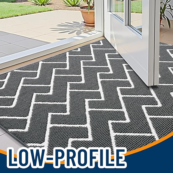 OLANLY Front Door Mat, Non-Slip Rubber Backing, Dirt Resistant and Absorbent, Washable, Easy to Clean Low-Profile Indoor Doormat for Back Door, Entryway, Inside Entrance, 36x24, Charcoal