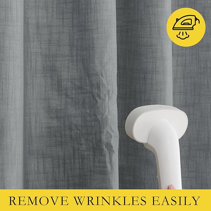 NICETOWN 100% Absolutely Blackout Linen Curtains with Thermal Insulated White Liner, Dove Grey, W52, 2 Pieces, Noise Reducing Textured Linen Look Curtains for Windows 102 inch Length for Classroom