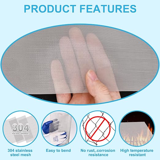 4 Pcs 13x9 120 Mesh 304 Stainless Steel Wire Mesh Sheet, Rustproof Metal Mesh - Image 5