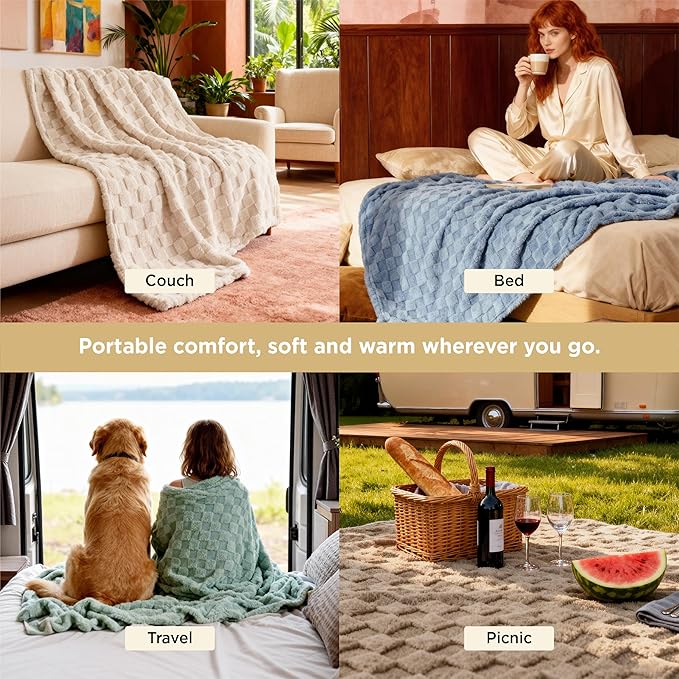 Bedsure GentleSoft Twin Blanket for Bed - Super Soft Cozy Spring Blankets for Kids Girls, Cute Fuzzy Fleece Throws for Bedroom Couch, Sage Green, 60x80 Inches