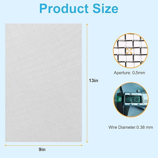 4 Pcs 13x9 40 Mesh 304 Stainless Steel Wire Mesh Sheet, Rustproof Metal Mesh - Image 3