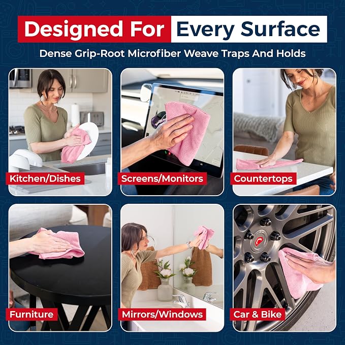 USANOOKS Microfiber Cleaning Cloth Light Pink - Image 4