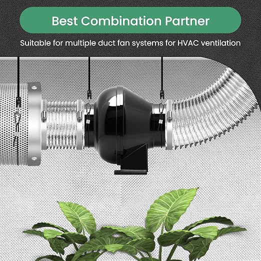 InfiniPower 4 Inch 195 CFM Inline Ventilation Fan 4" 8 Feet Aluminum Ducting - Image 6