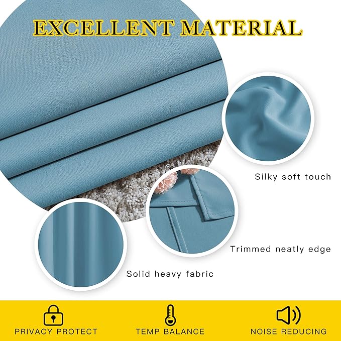 NICETOWN Room Darkening Curtains for Room Divider, Grommet Thermal Curtains Light & Sound Reducing Window Treatments for Sliding Glass Door, W66 x L110, Teal Blue, 2 Panels