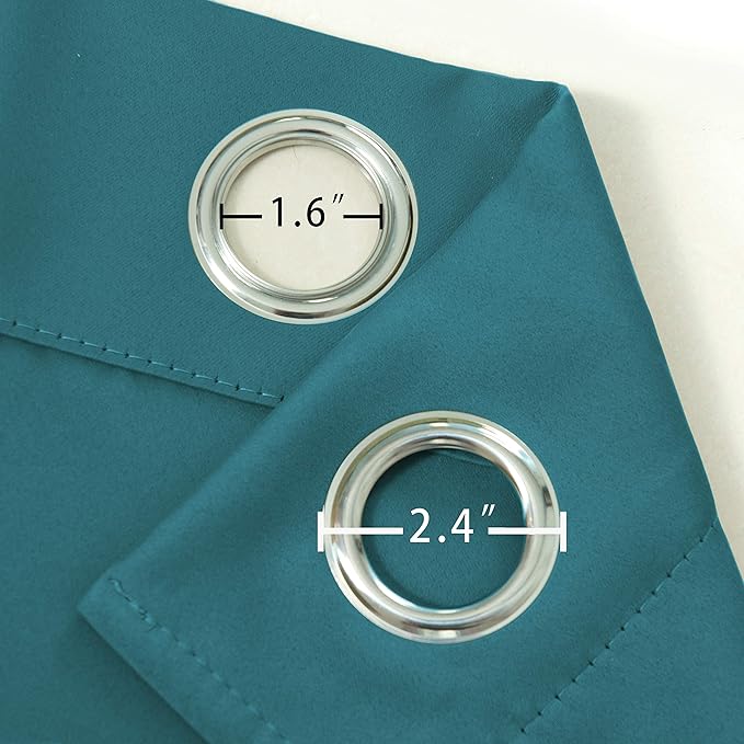 LEMOMO Sea Teal Thermal Blackout Curtains/52 x 108 Inch/Set of 2 Panels Room Darkening Curtains for Bedroom