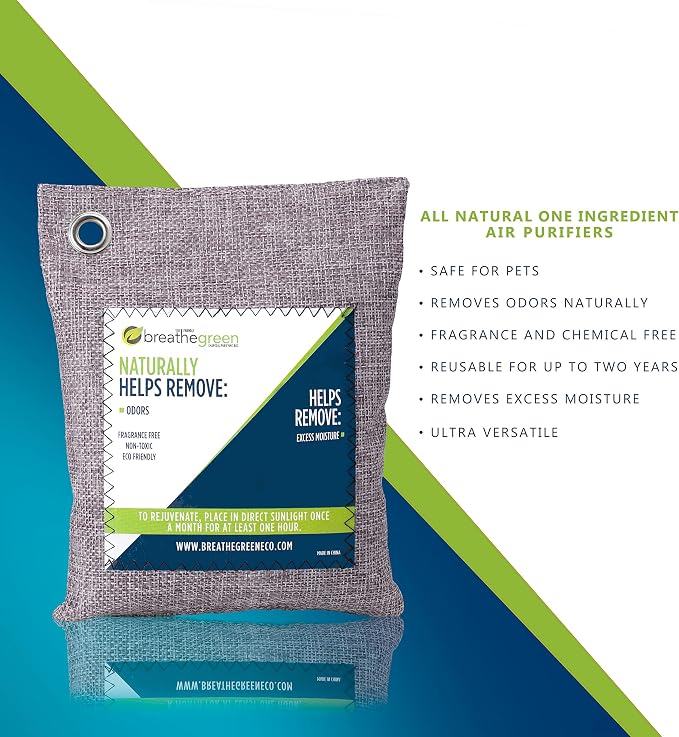 Breathe Green Charcoal Odor Eliminator Bags | Activated Bamboo Charcoal - Image 2