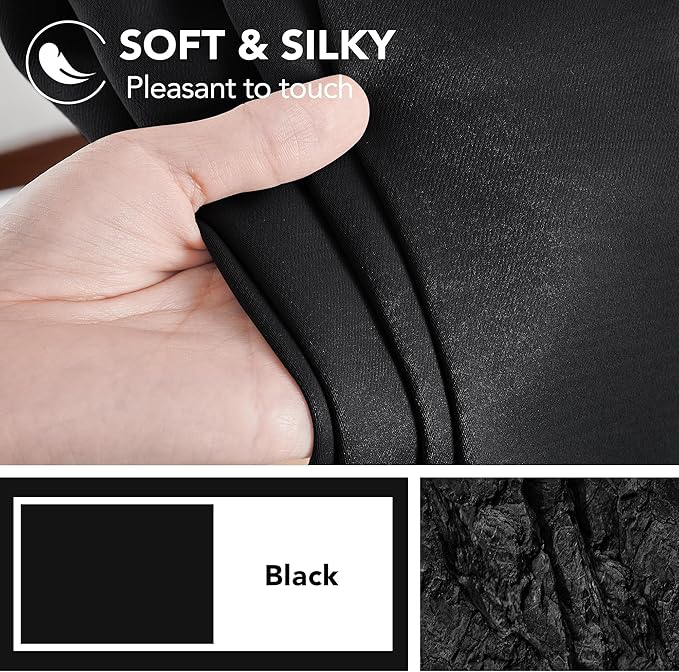 Deconovo Blackout Curtains, Thermal Insulated, W42 x L72 2 Panels, Back Tab, Machine Washable, Room-Darkening Drapes for Bedroom/Living Room Black