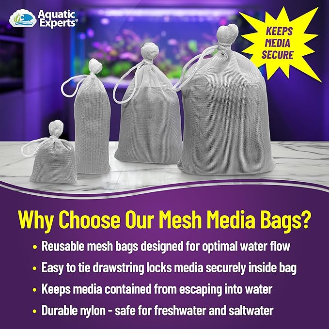 Aquatic Experts Fine Aquarium Media Bag, Durable Drawstring Bags - Image 2