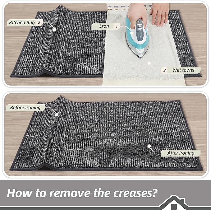 BEQHAUSE Kitchen Rugs 20"x32", Non-Slip Kitchen Mats for Floor, Super Absorbent and Stain Resistant Kitchen Rugs, Machine Washable Rugs for Kitchen, Hallway, Laundry & Sink, Charcoal