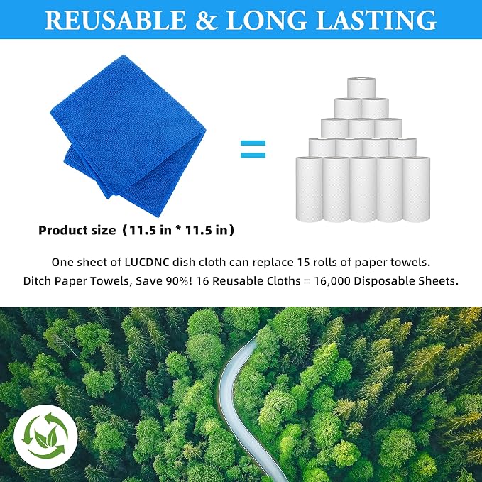lucdnc Microfiber Cleaning Cloths 16 Pack 8 Color Cleaning Rags - Image 5
