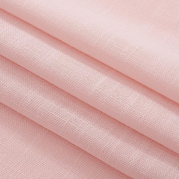 Light Pink Linen Back Tab Curtains 102 Inches Long for Living Room 2 Panels Set Neutral Modern Farmhouse Rod Pocket Light Filtering Semi Sheer Window Curtains for Kids Bedroom Pink Decor
