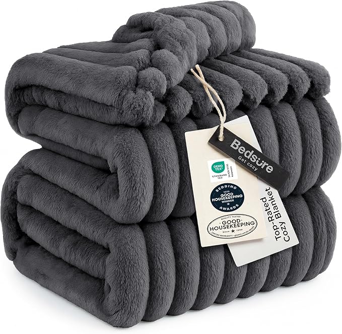 Bedsure GentleSoft Grey California King Size Blanket for Bed - Cozy Soft Blankets for Women, Cute Large Throws for Girls, 102x96 Inches