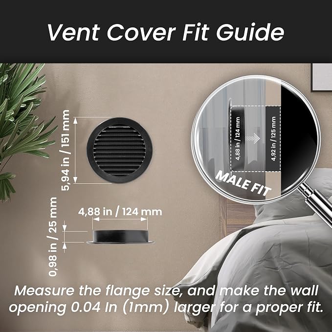 Repa Market 5 Inch Round Black Vent Cover - Image 2