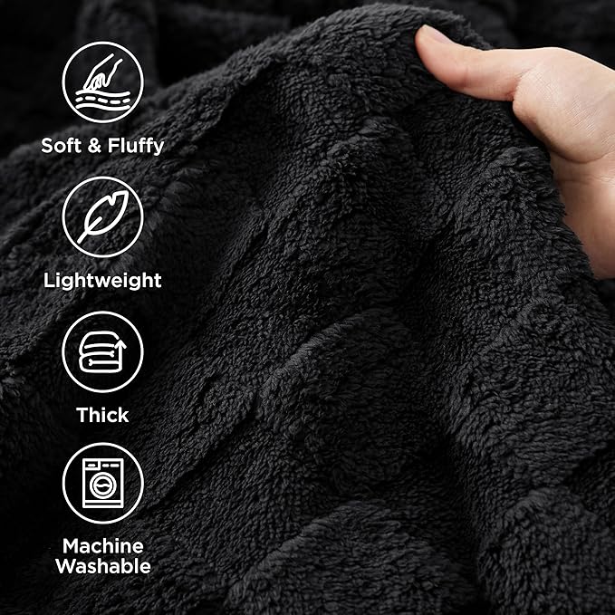 Bedsure GentleSoft Black Throw Blanket for Couch - Super Soft Cozy Blankets Gifts for Kids Girls, Cute Small Fleece Throws for Bedroom Home Decor, 50x70 Inches