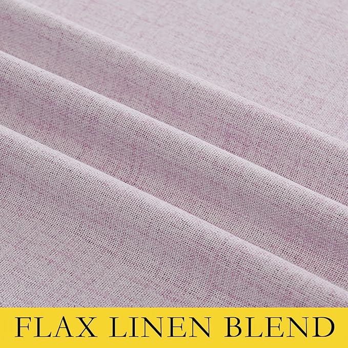 NICETOWN Pink Vintage Linen 100% Blackout Curtains for Living Room, Thermal Insulated Curtains 45" Long, Noise Reducing Window Treatment Drapes for Hall Room, 52" Wide Per Panel, Set of 2