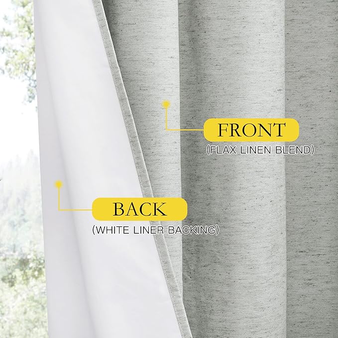 NICETOWN Grey Noise and Lights Block Out Curtains, 2 Panels, 34-inch W by 90-inch L, Thermal Insulated 100% Blackout 2-Layer Lined Drapes, Noise Cancellation Window Draperies for Dining Room
