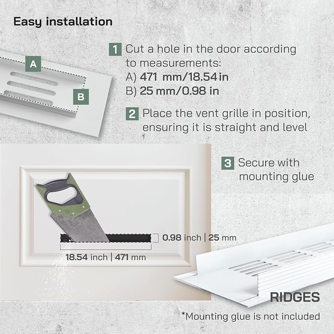 Vent Systems 19.69 x 1.57 Rectangular Door Vent - Image 4