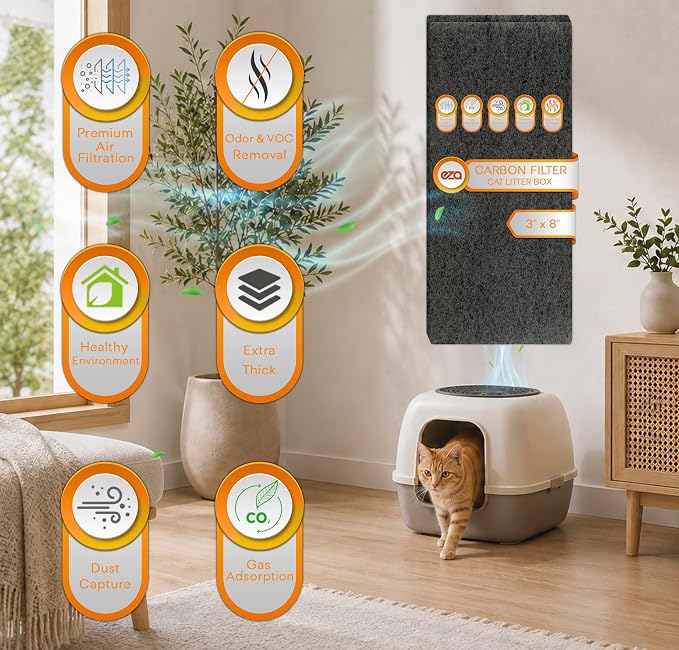 Pet Premium Charcoal Activated Carbon Fiber Replacement Air Odor Filter - Image 2