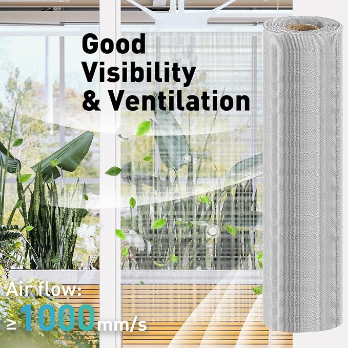 304 Stainless Steel Mesh Window Screen Roll, 47IN x 98.43FT Silver Metal Window - Image 4