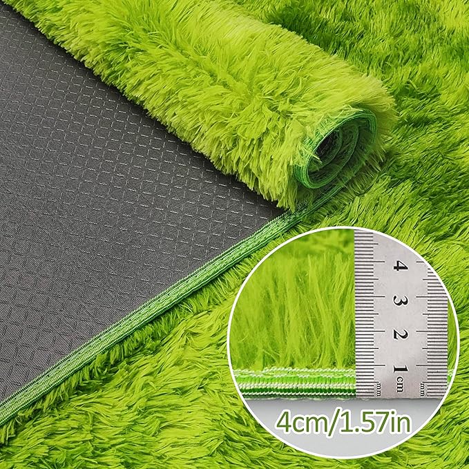 Tie-Dyed Runner Rug for Bedroom Green 2x6ft Fluffy Area Rug Bedside Runner Rug for Kids Room Boys Teens Nursery Baby Living Room Dorm Home Decor Carpets
