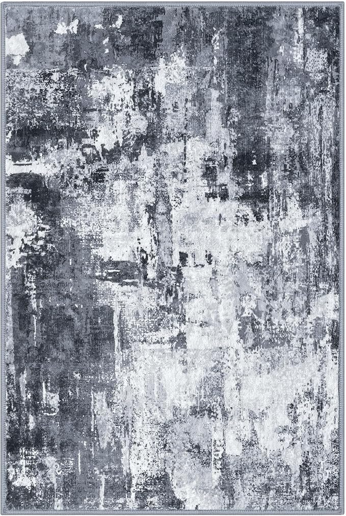 KOZYFLY 2x3 Rug Non-Slip Small Area Rug Abstract Machine Washable Indoor Front Door Mat Modern Rug for Entryway, Throw Rug with Low Pile Small Carpet for Bedroom, Living Room, Bathroom
