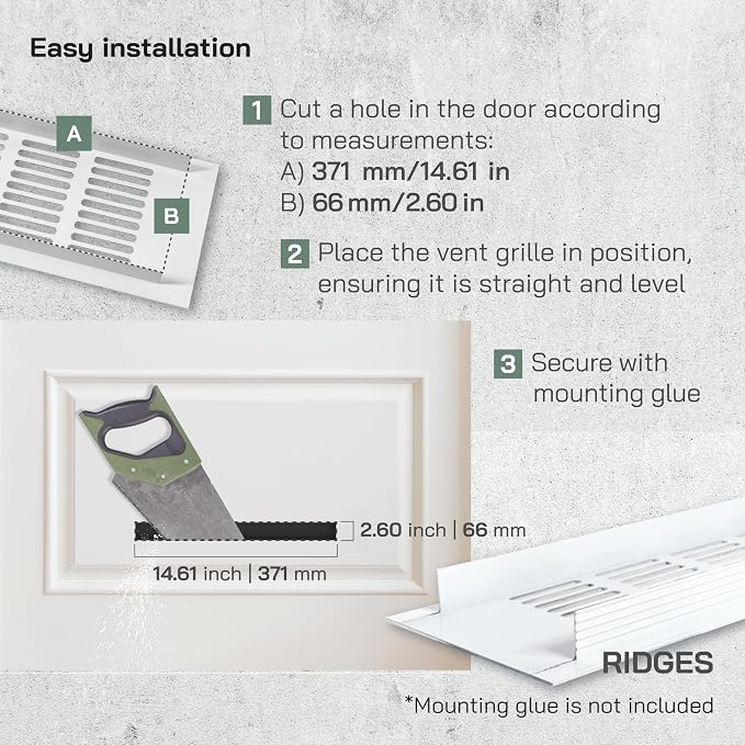 Vent Systems 11.81 x 1.57 Rectangular Door Vent - Image 4
