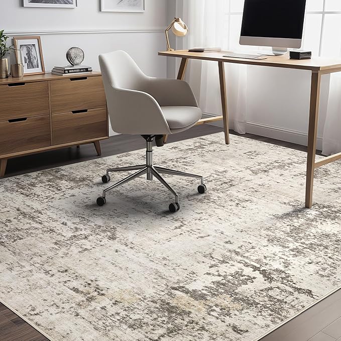 UERMEI 6x9 Area Rug Living Room Rugs - Washable Neutral Modern Abstract Soft Thin Large Rug Indoor Floor No Slip Rug Carpet for Bedroom Under Dining Table Home Office Decor - Dark Brown