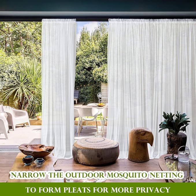 RYB HOME 2 Panels Porch Screen Mesh Outdoor Curtains Lightweight Mosquito - Image 7