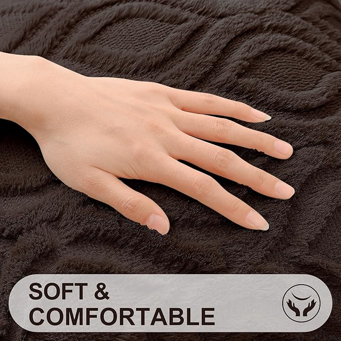 decorUhome Throw Pillow Covers 18x18 Inch Set of 2, Soft Plush Faux Wool Dark Brown Solid Couch Pillow Covers, Accent Farmhouse Neutral Square Pillow Cases for Sofa Bed Living Room