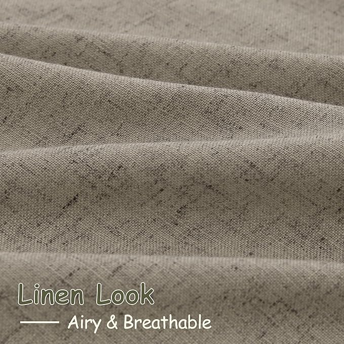 Extra Long Curtain 108 Inches Long 2 Panels Set Back Tab Mocha Linen Drapes for Living Room Neutral Farmhouse Light Filtering Semi Sheer Linen Curtains 108 Inch Length for Large Window 9 FT Tall