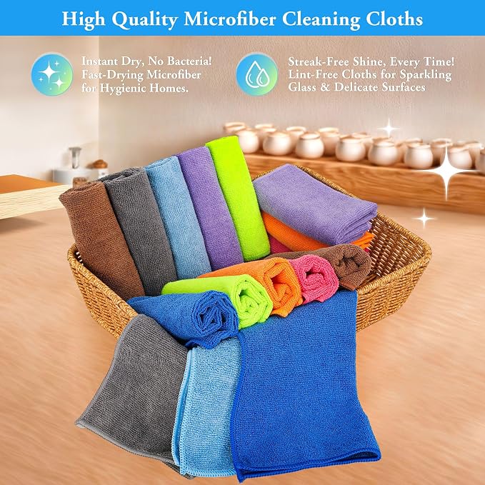 lucdnc Microfiber Cleaning Cloths 16 Pack 8 Color Cleaning Rags - Image 7