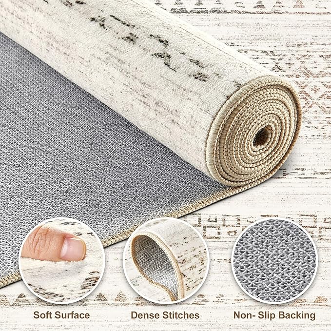 Nakagishi 5x7 Area Rugs Living Room: Washable Boho Large Neutral Soft Rug Modern Stain Resistant Moroccan Indoor Non-Slip Carpet for Bedroom Nursery Kid Playroom Office Dining Room Classroom- Colorful