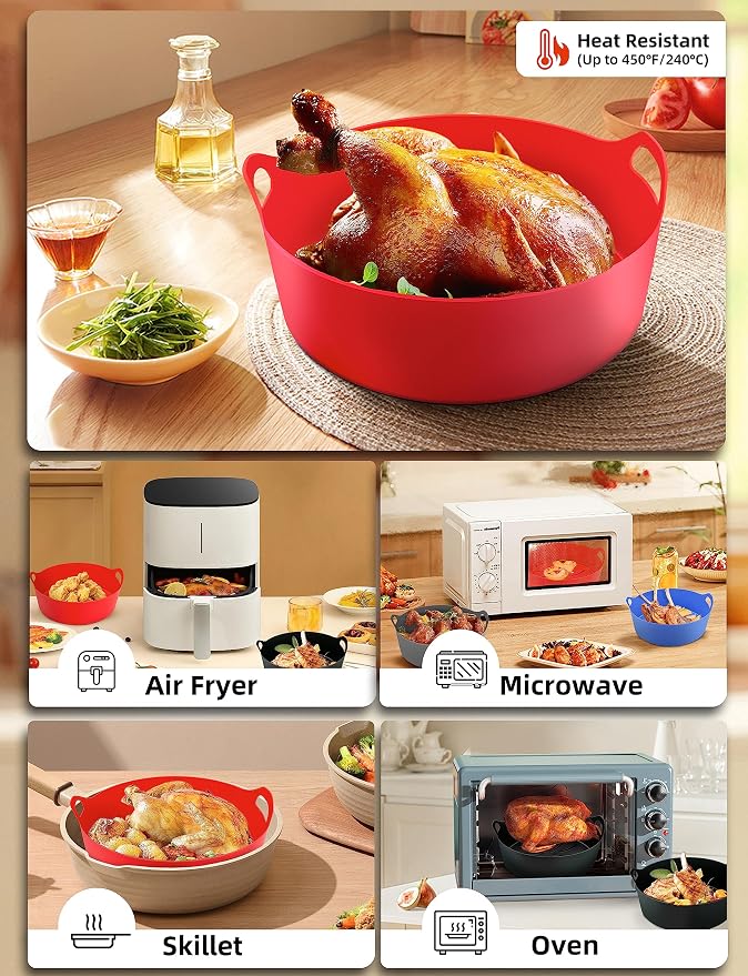 Mastery Mart 5-8QT Reusable Silicone Air Fryer Liners -8 Inch, Durable/Easy to - Image 6