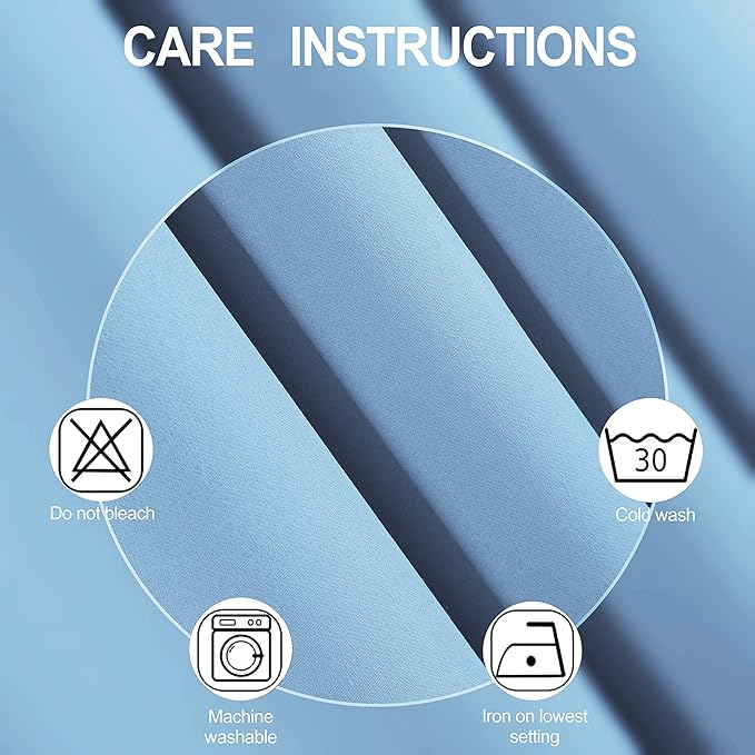 LEMOMO Sky Blue Thermal Blackout Curtains/52 x 54 Inch/Set of 2 Panels Room Darkening Curtains for Bedroom