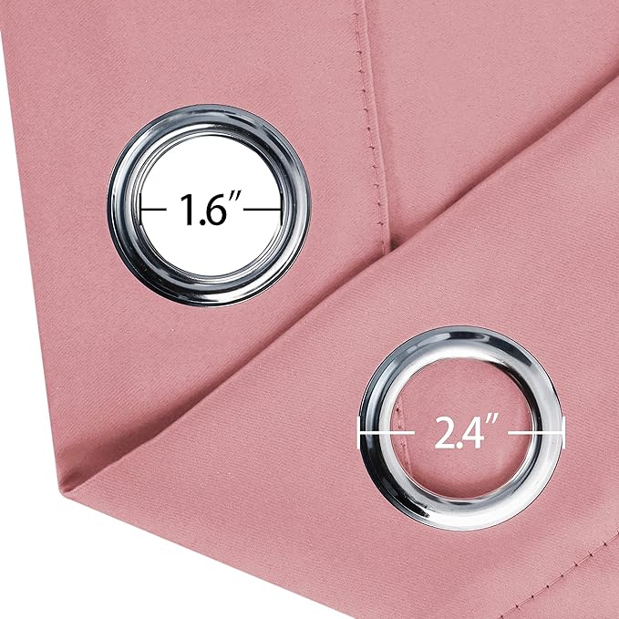 LEMOMO Pink Blackout Curtains 40 x 63 Inch Length/Set of 2 Curtain Panels/Thermal Insulated Room Darkening Blackout Curtains for Bedroom