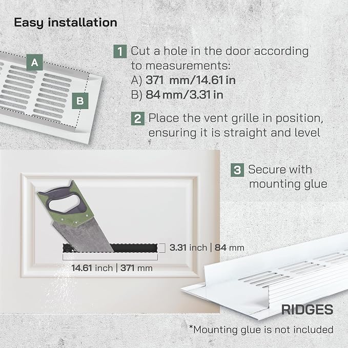Vent Systems 15.75 x 3.94 Rectangular Door Vent - Image 4