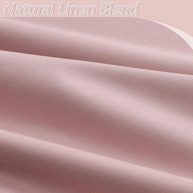 Guken 100% Blackout Linen Curtains 84 Inch 2 Panels Set for Girl's Bedroom, Living Room, Nursery, Back Tab Thermal Insulated Black Out Drapes Room Darkening, Pink