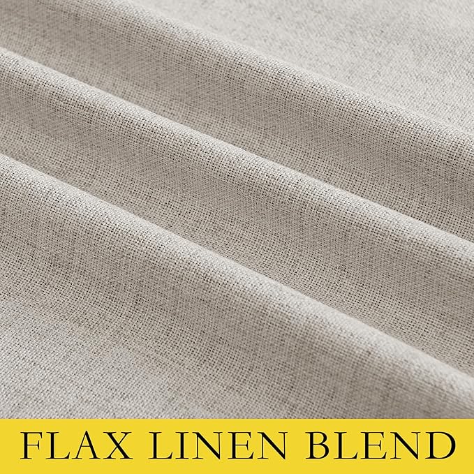 NICETOWN Brich Vintage Open Linen Weave Flax Thermal Curtains, 100% Blackout Curtains 120" Long for Dining Room, Soundproof Window Treatment Drapes for Home Office, 62" Wide Per Panel, Set of 2