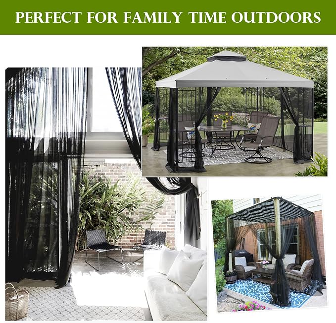 RYB HOME 2 Panels Porch Screen Mesh Outdoor Curtains Lightweight Mosquito - Image 7