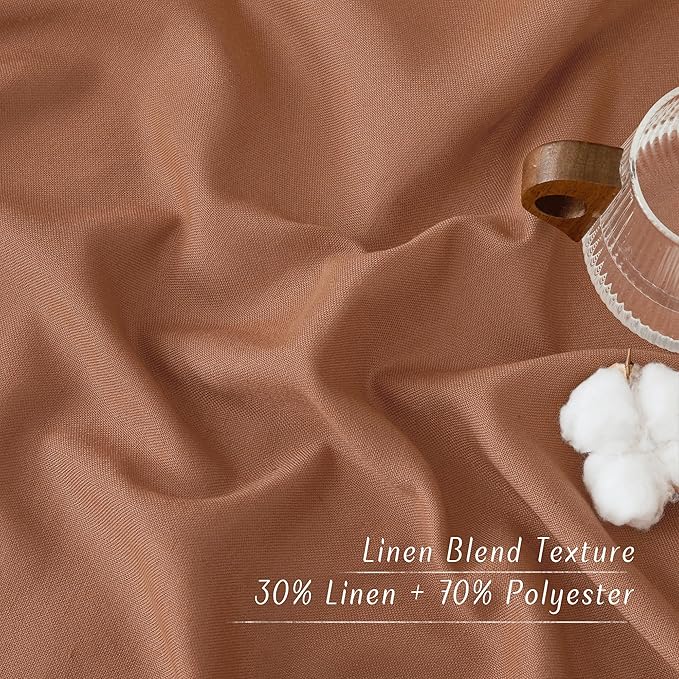 NICETOWN Caramel Linen Curtains for Kitchen, Thick Flax Small Window Treatments Semi Sheer Privacy Assured with Light Through for Cafe/Bathroom, W42 x L36, 2 Panels