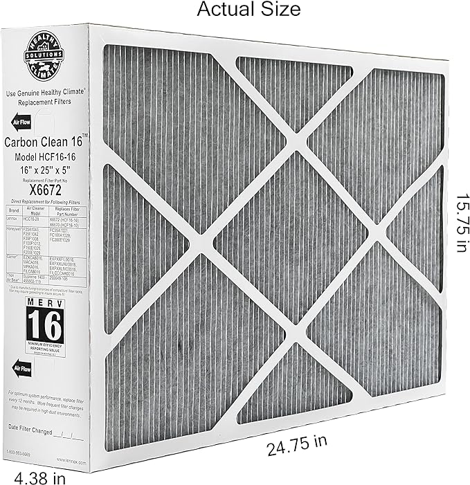 Lennox Healthy Climate X6672 16x25x5 Healthy Climate Carbon-Clean MERV 16 - Image 2